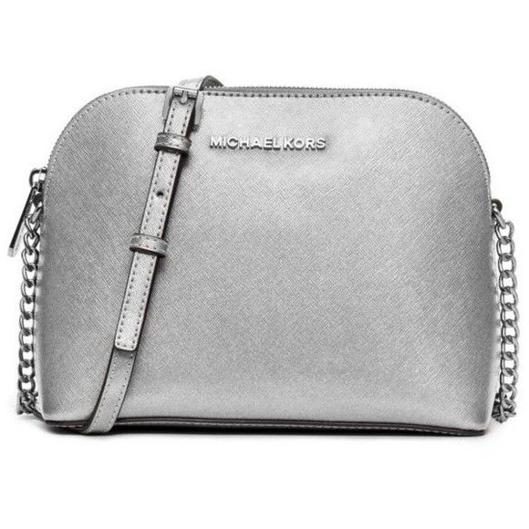 Michael Kors Handbags - Authentic MK Cindy dome silver leather crossbody